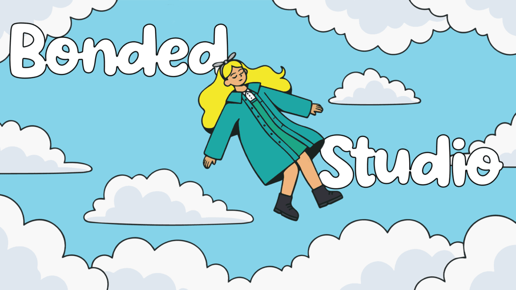Bonded Studio characters gathering in a colorful illustrated world