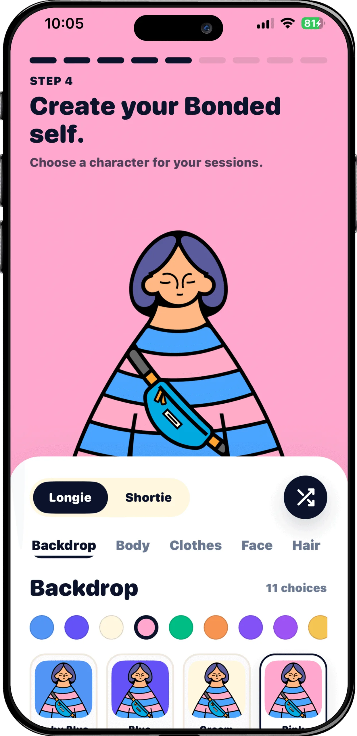 Bonded app avatar builder: create your Bonded self