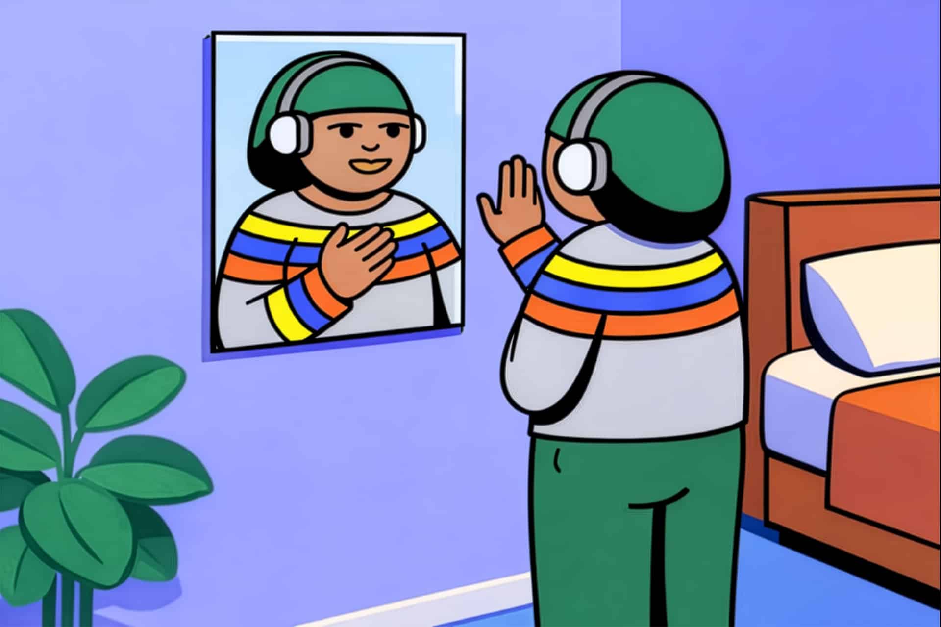 Person looking in a mirror as a symbol of self-love, emotional reflection, and inner connection