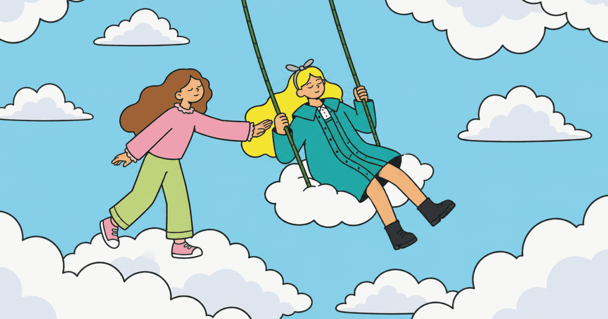 Illustrated path from a shared question to reciprocal response, attention, and a remembered human moment